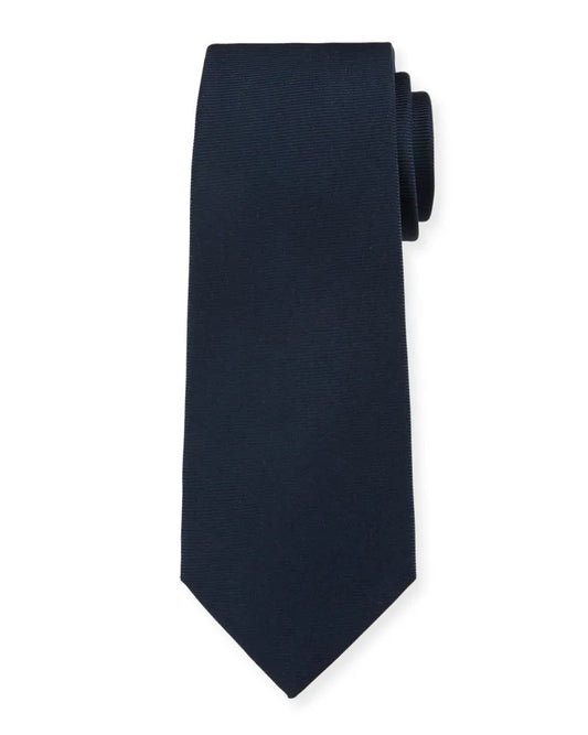 3.25" Dark Navy Poly Solid Satin Tie & Matching Hanky Set