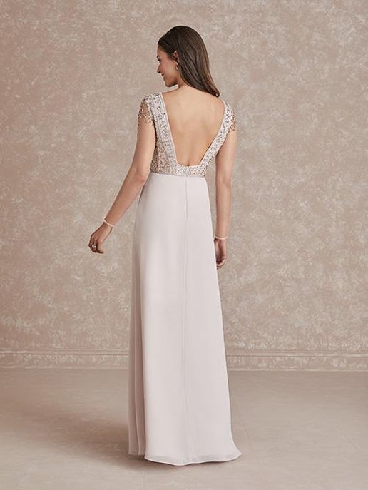 40278 Adrianna Papell A-Line Sheer Long Sleeve