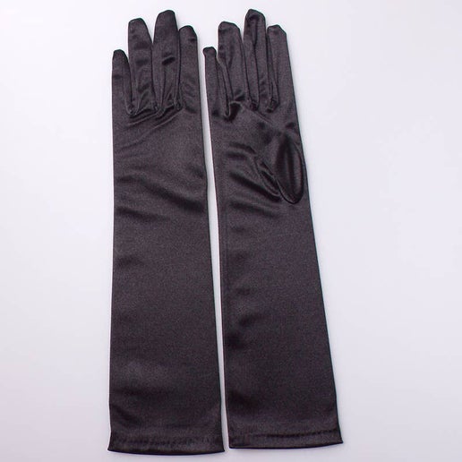 Long Satin Wedding Bridal Gloves for Event, Party, Cosplay: White