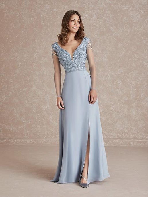 40278 Adrianna Papell A-Line Sheer Long Sleeve