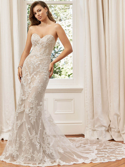 "Bridget Grace" Detachable Train Lace Jersey Wedding Dress by Sophia Tolli Y11946