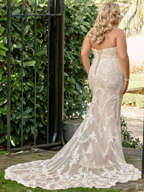 "Bridget Grace" Detachable Train Lace Jersey Wedding Dress by Sophia Tolli Y11946