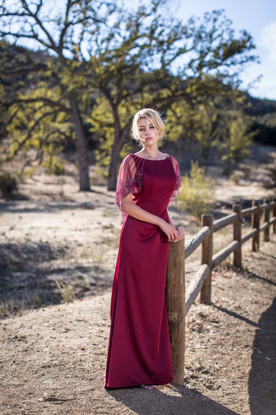 7003 Sheath Satin Gown with Rhinestone Shawl