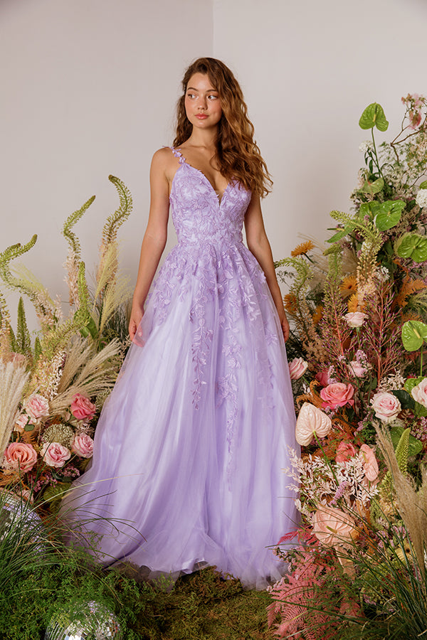A Line 3-D Lace Glimmer Dress