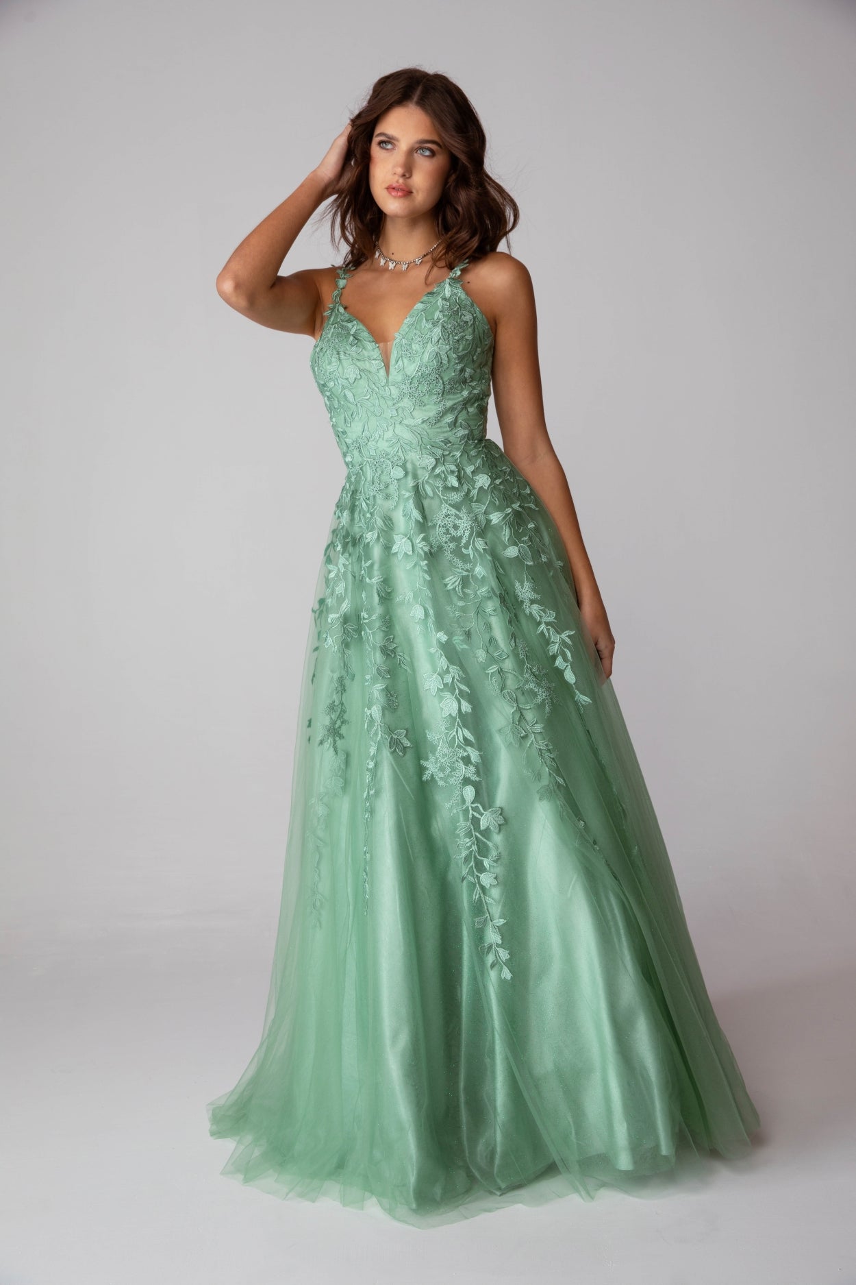 A Line 3-D Lace Glimmer Dress