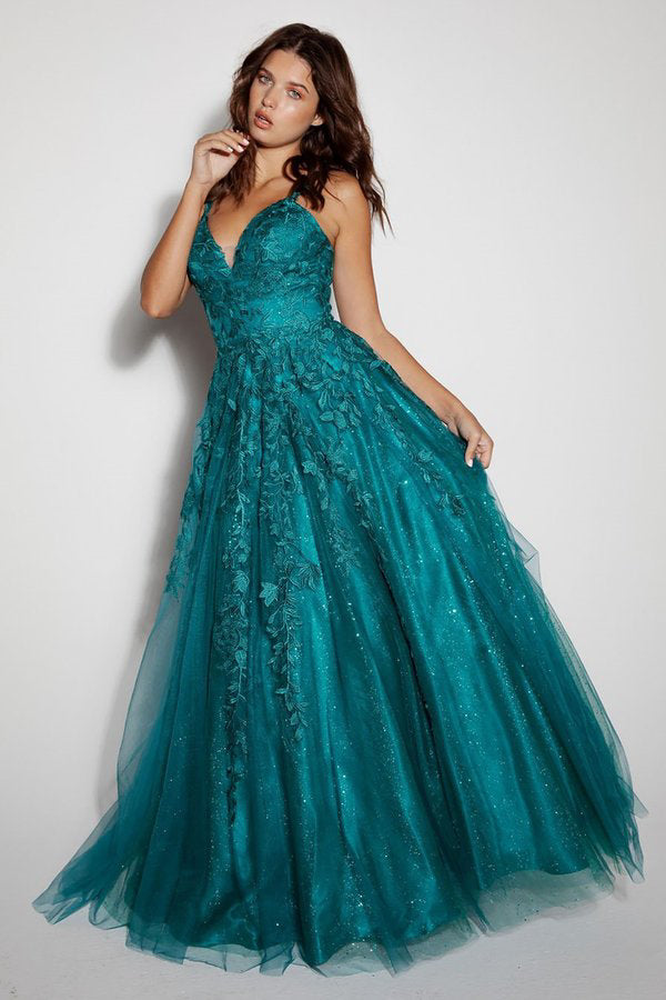 A Line 3-D Lace Glimmer Dress