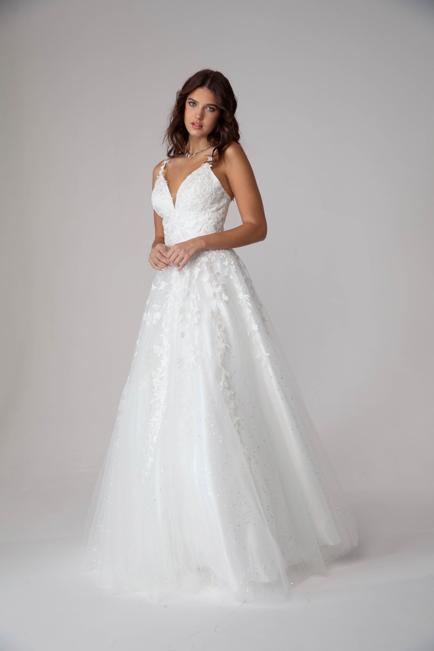 A Line 3-D Lace Glimmer Dress