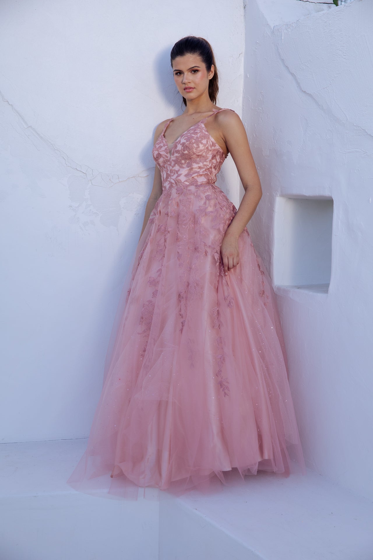 A Line 3-D Lace Glimmer Dress