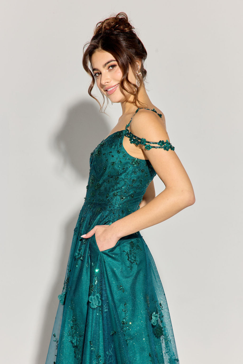 Glitter Floral Tulle 3D A Line Dress