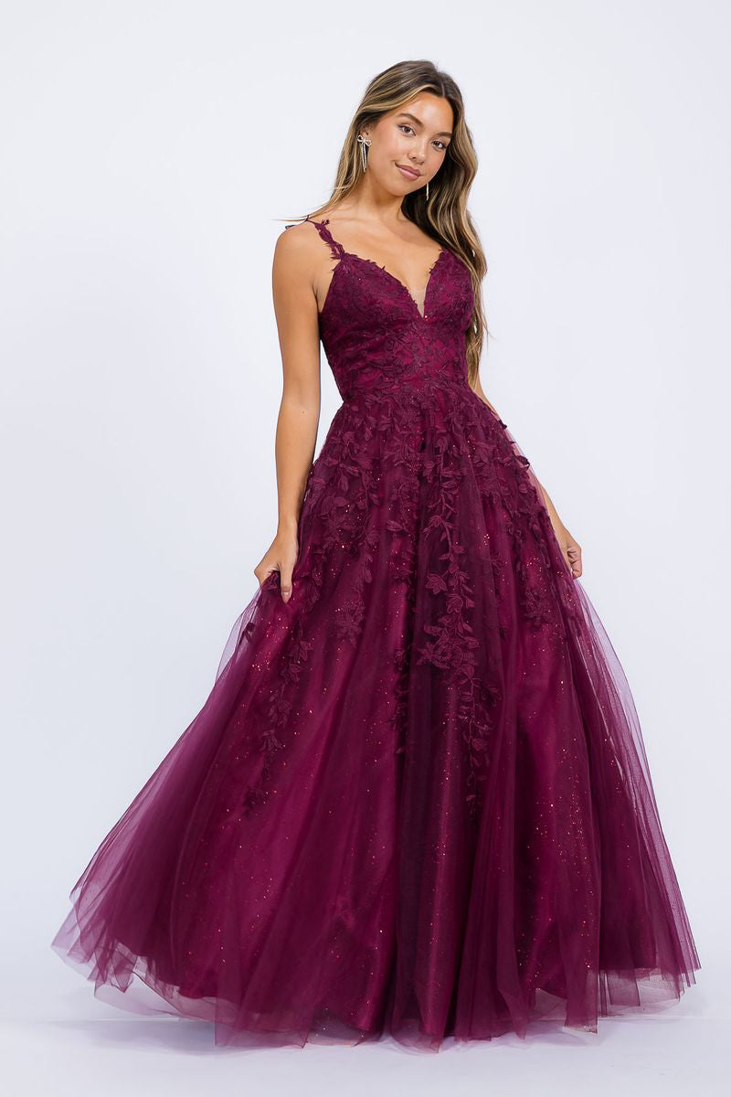 A Line 3-D Lace Glimmer Dress