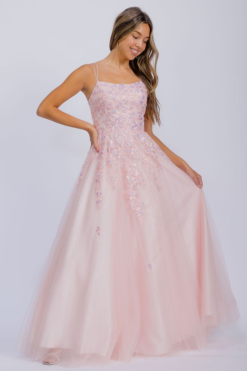 A Line Floral Lace Sequin Dress