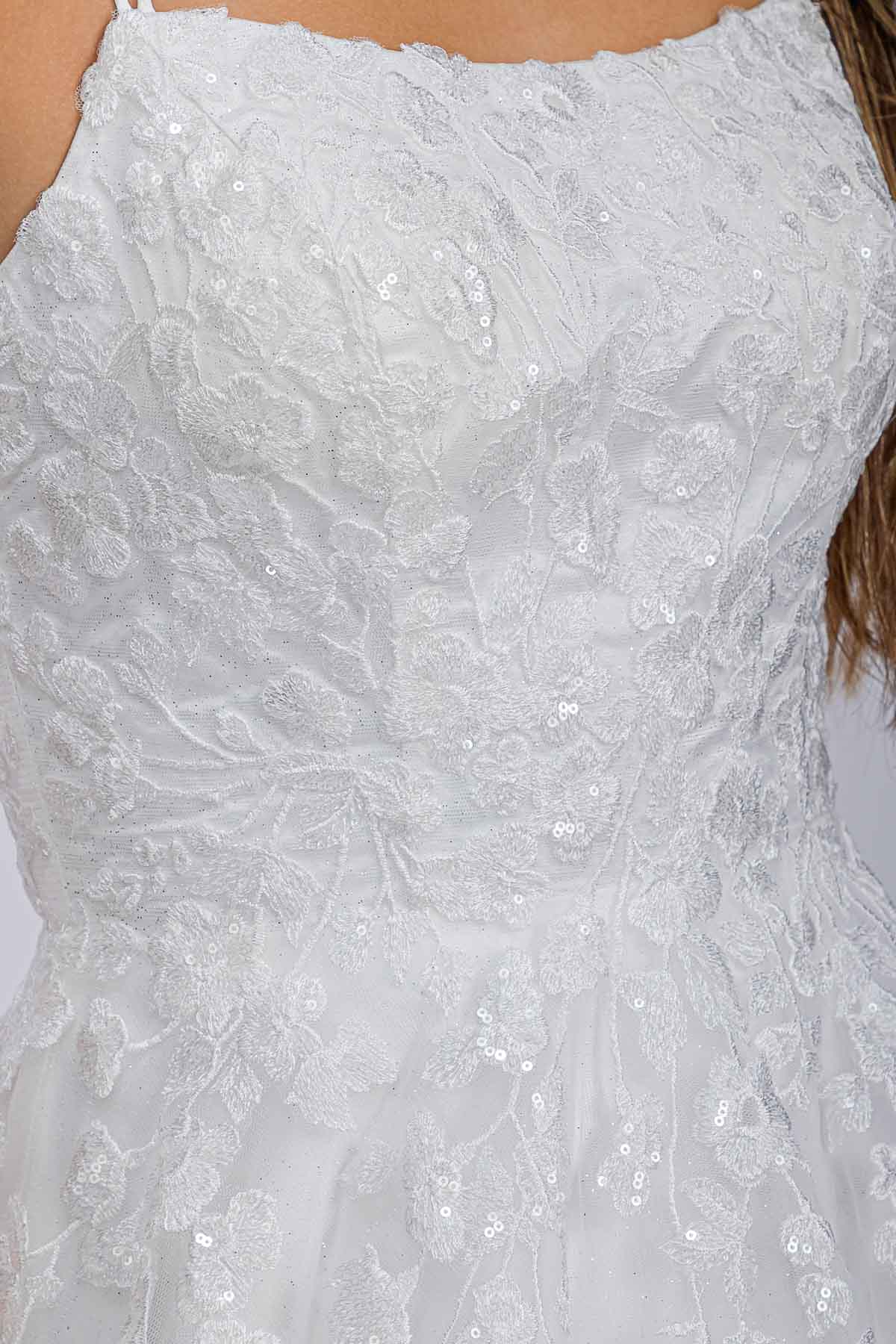 A Line Floral Lace Sequin Dress