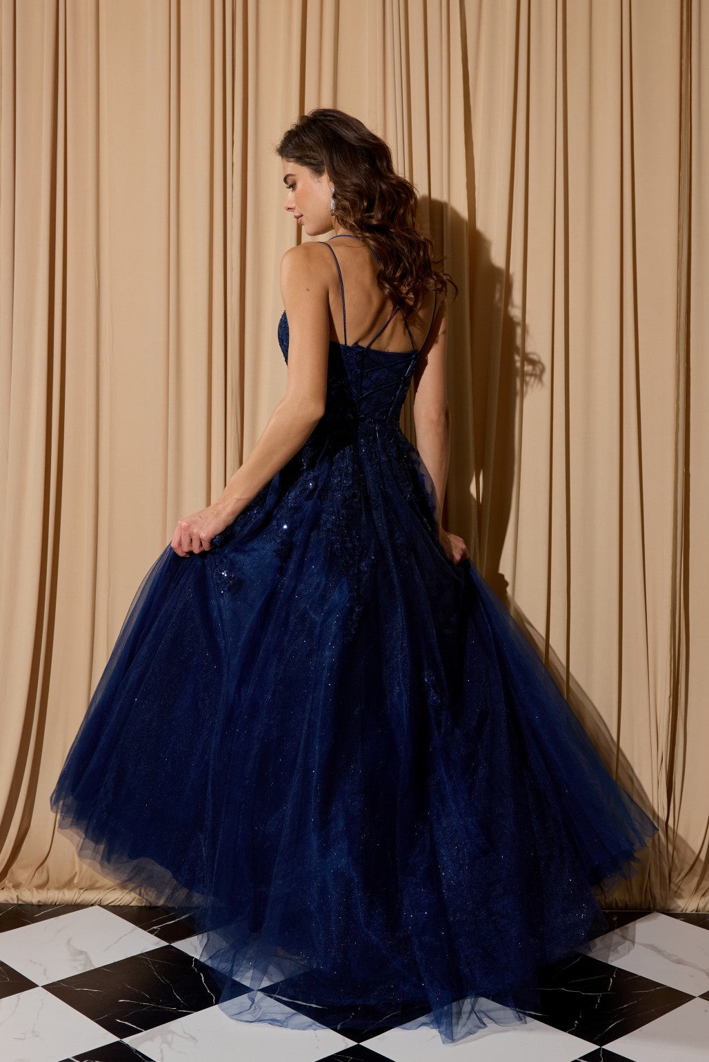 A Line Floral Lace Sequin Dress