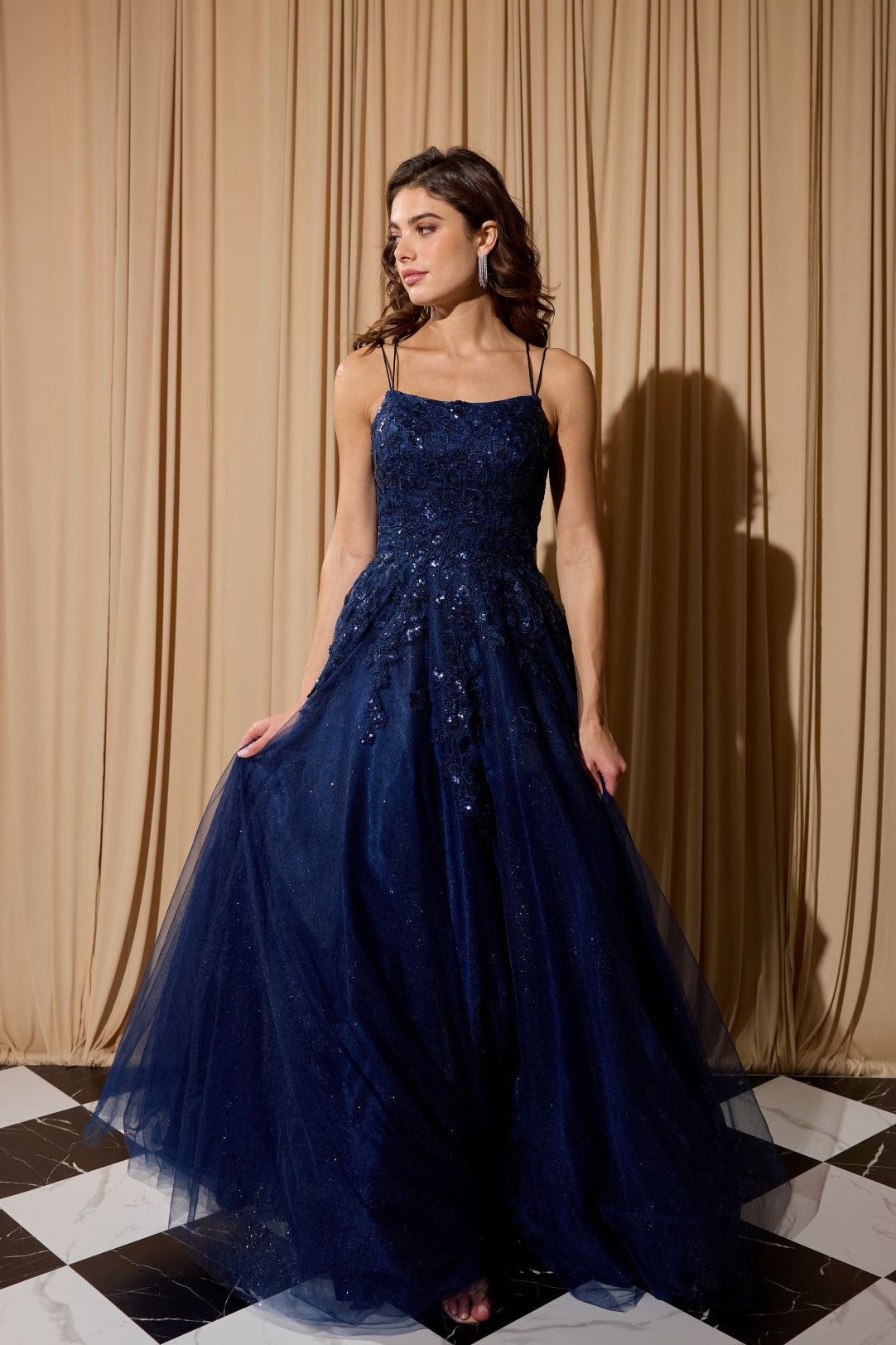 A Line Floral Lace Sequin Dress