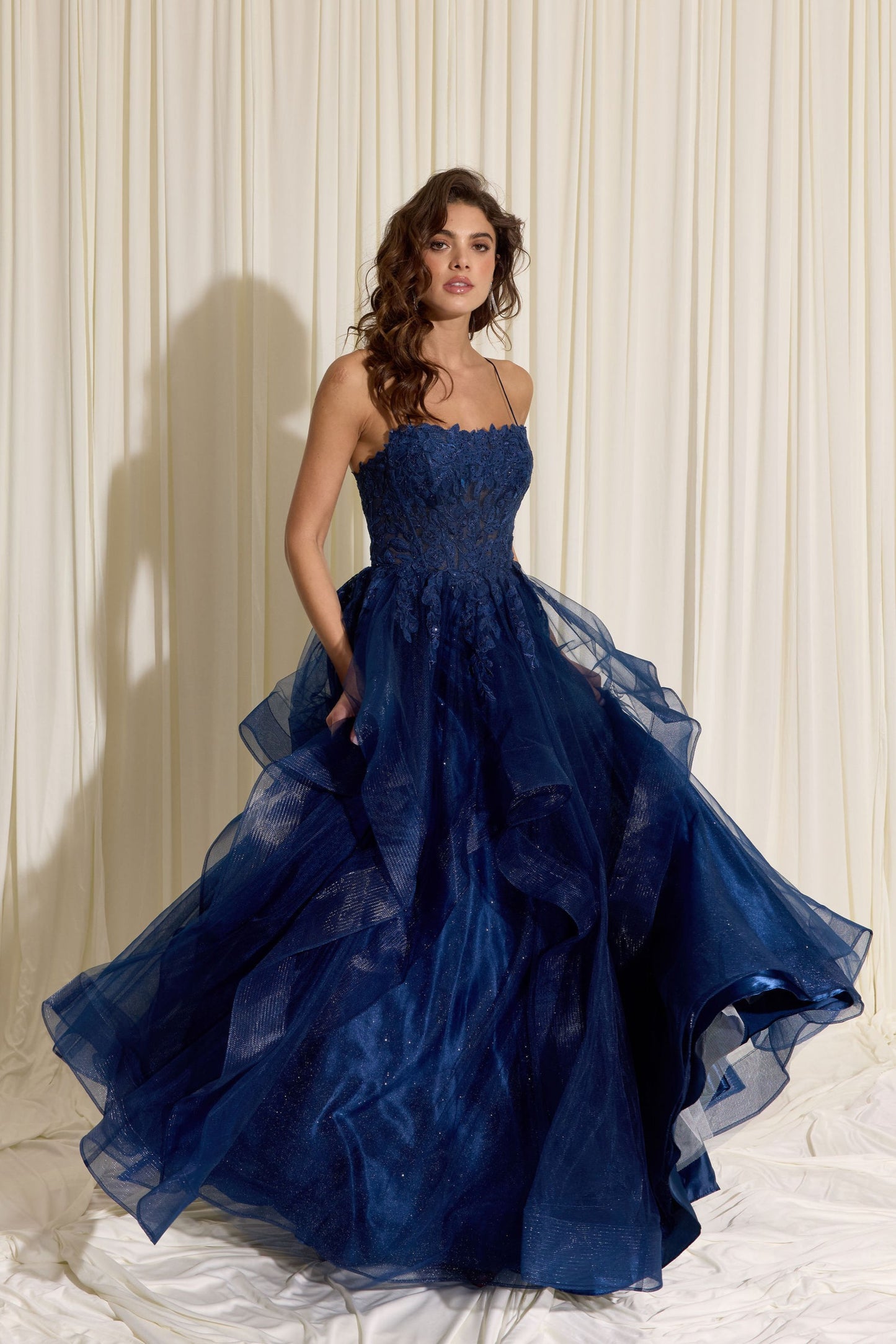 Layered Soft Tulle Ruffle Lace Embroidered Dress