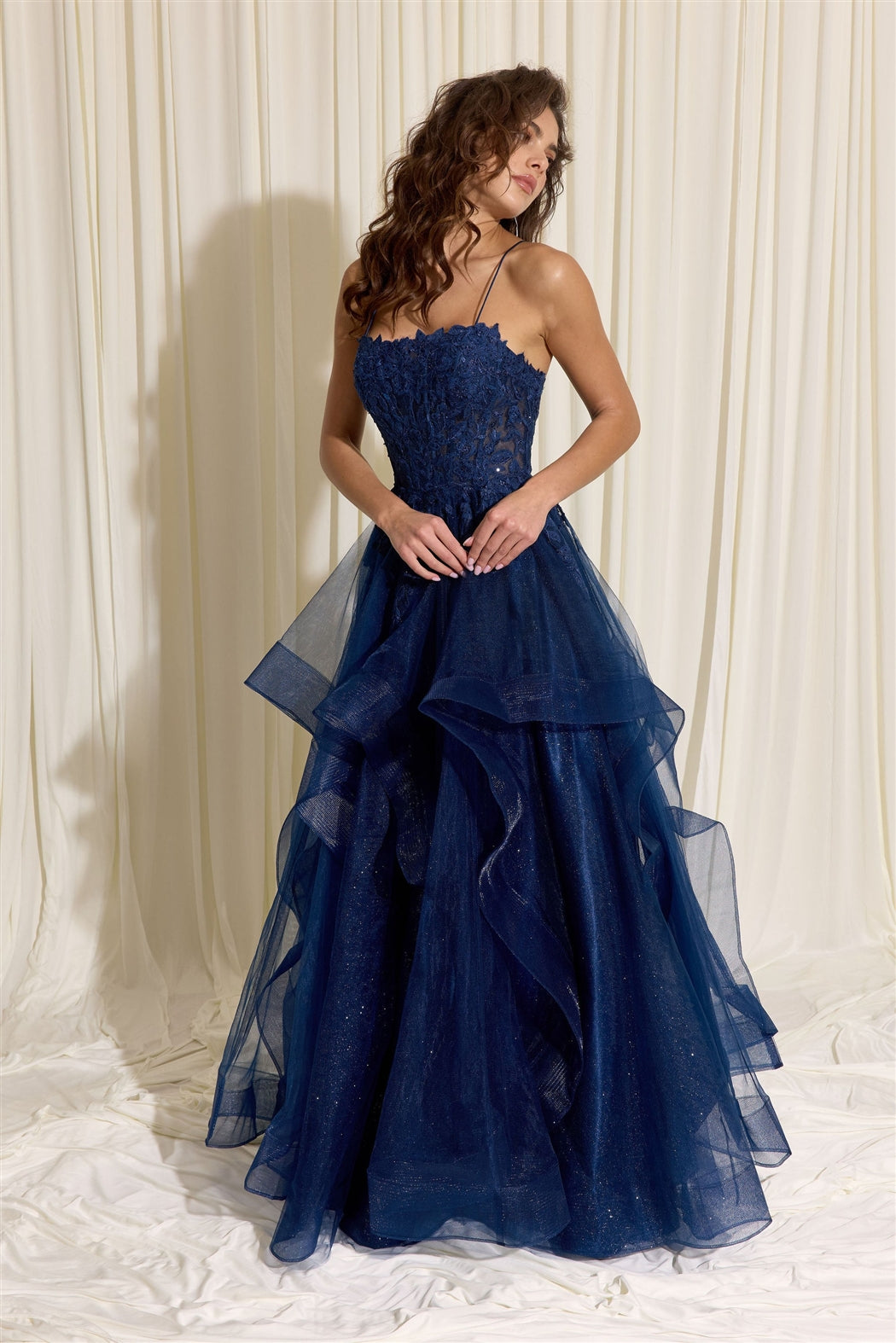 Layered Soft Tulle Ruffle Lace Embroidered Dress