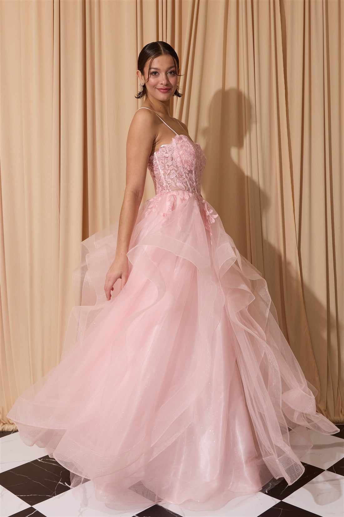 Layered Soft Tulle Ruffle Lace Embroidered Dress