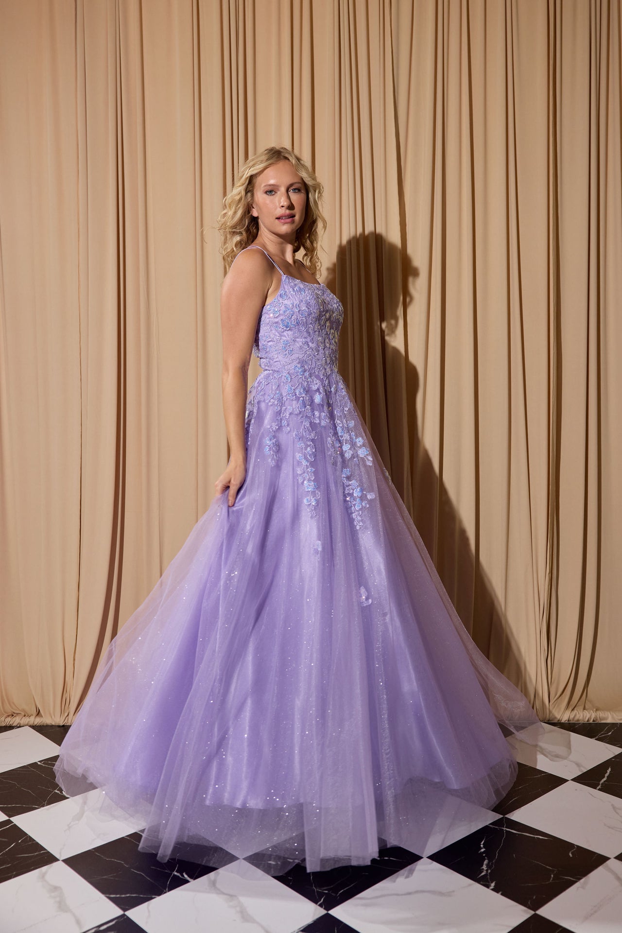 A Line Floral Lace Sequin Dress