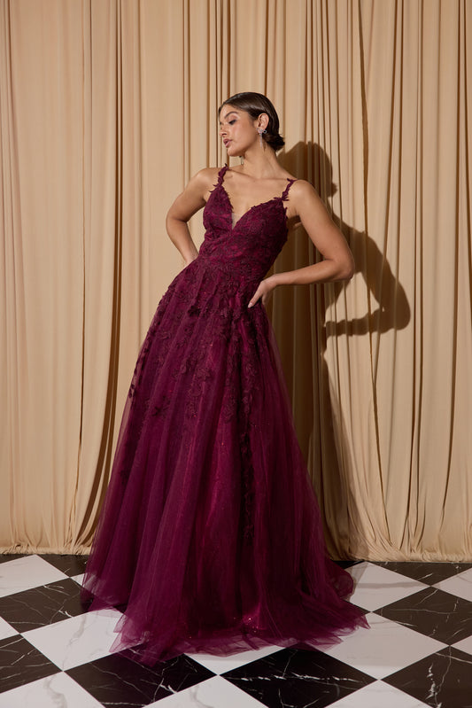 A Line 3-D Lace Glimmer Dress