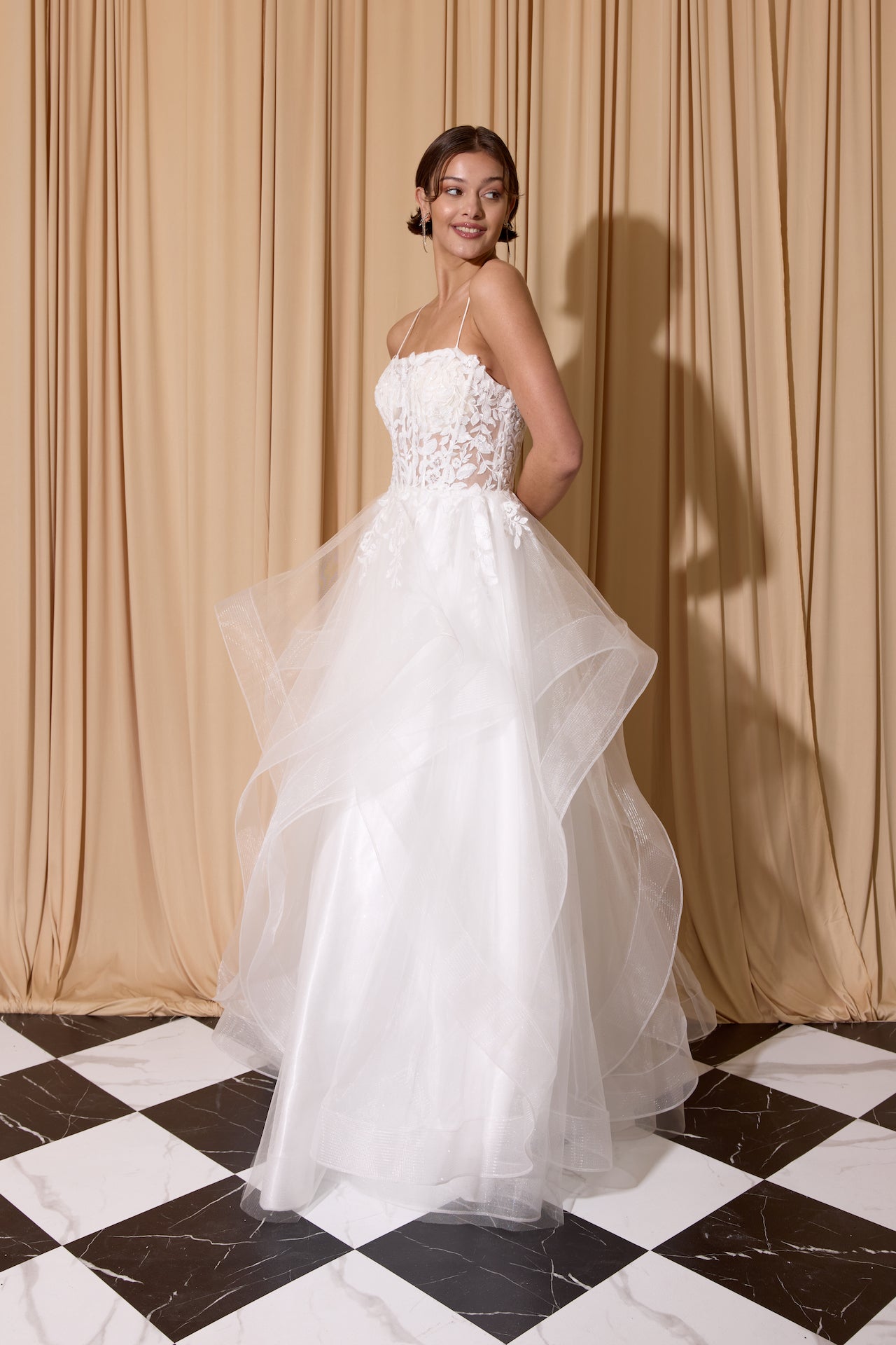 Layered Soft Tulle Ruffle Lace Embroidered Dress
