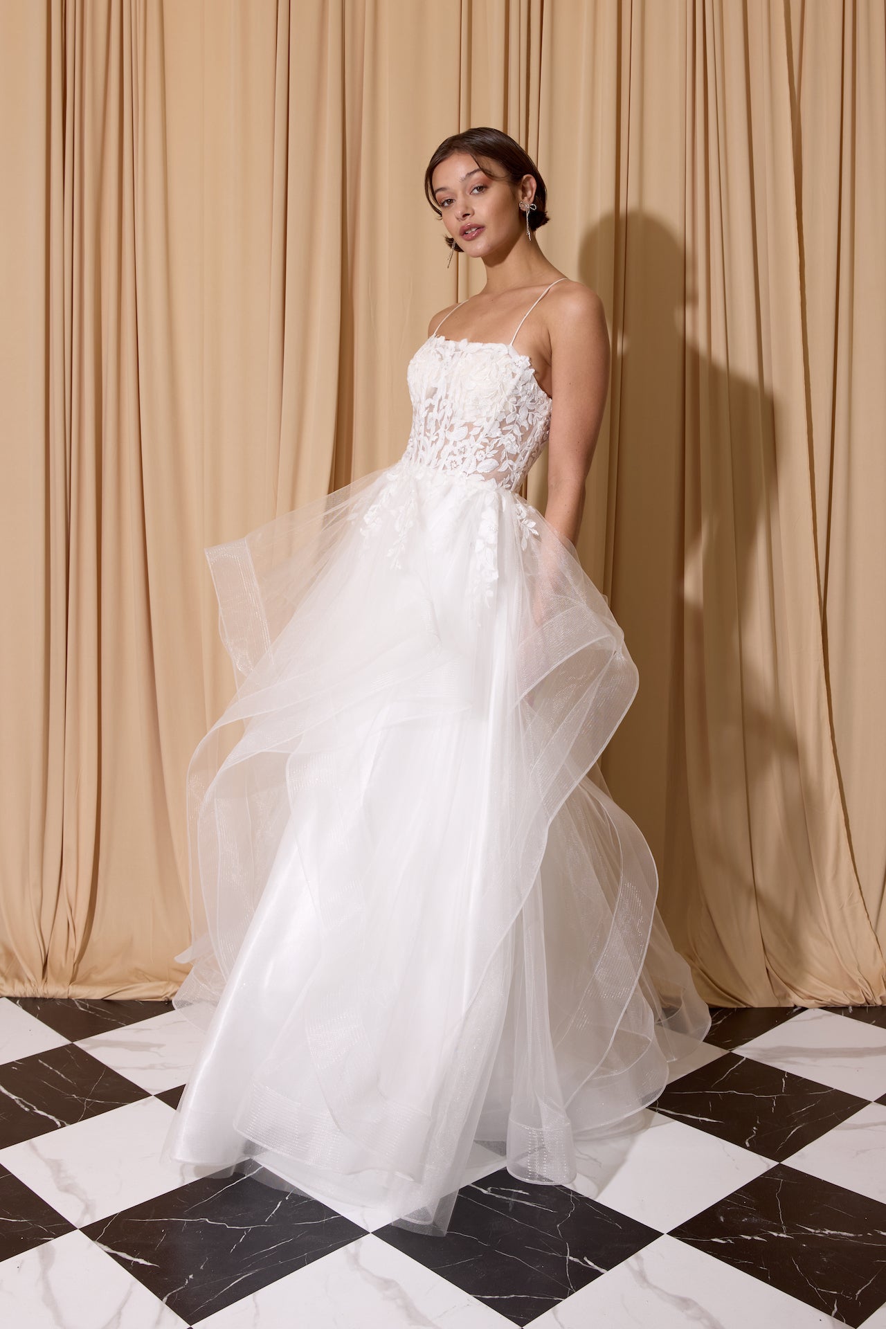 Layered Soft Tulle Ruffle Lace Embroidered Dress
