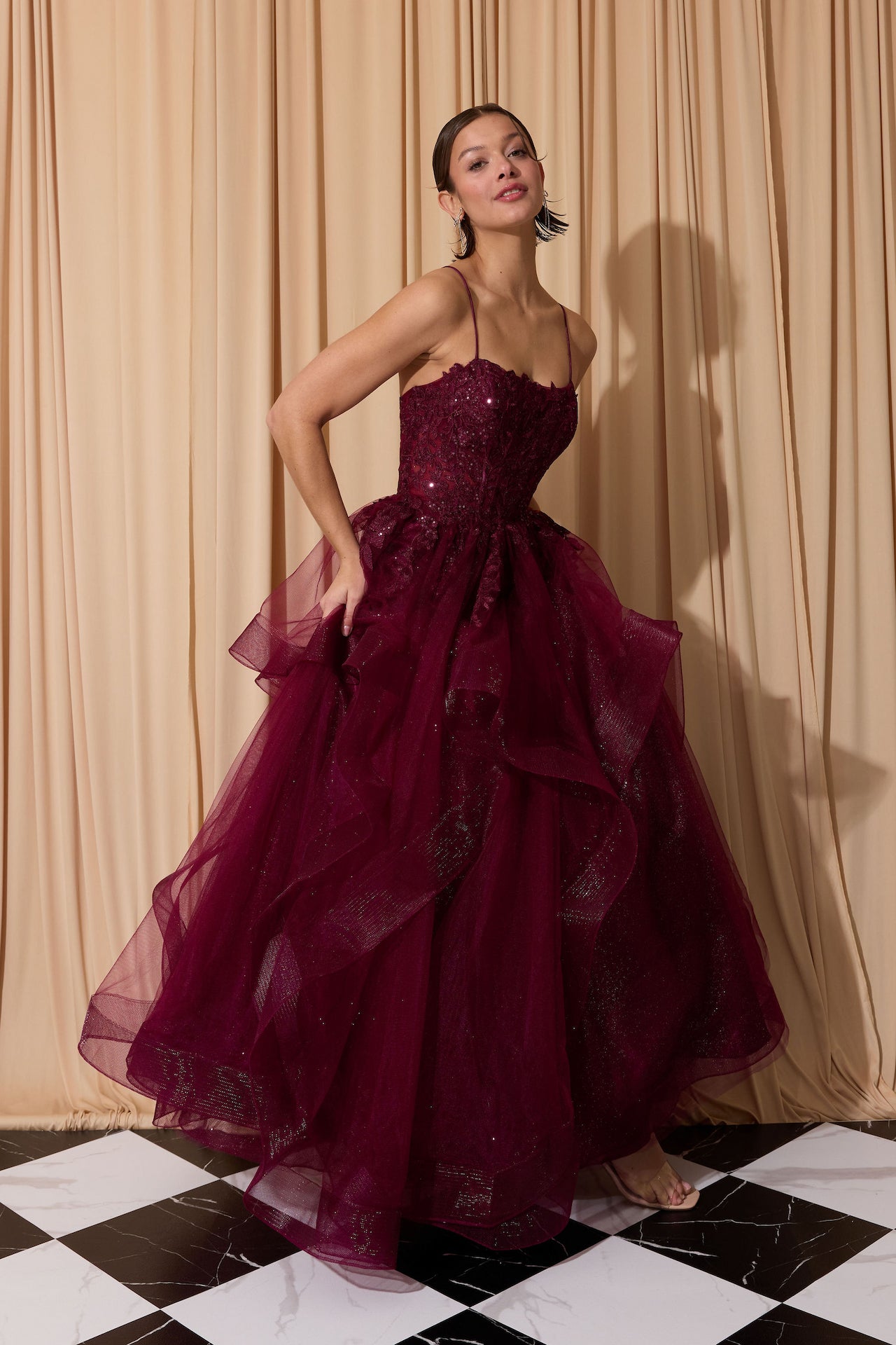 Layered Soft Tulle Ruffle Lace Embroidered Dress