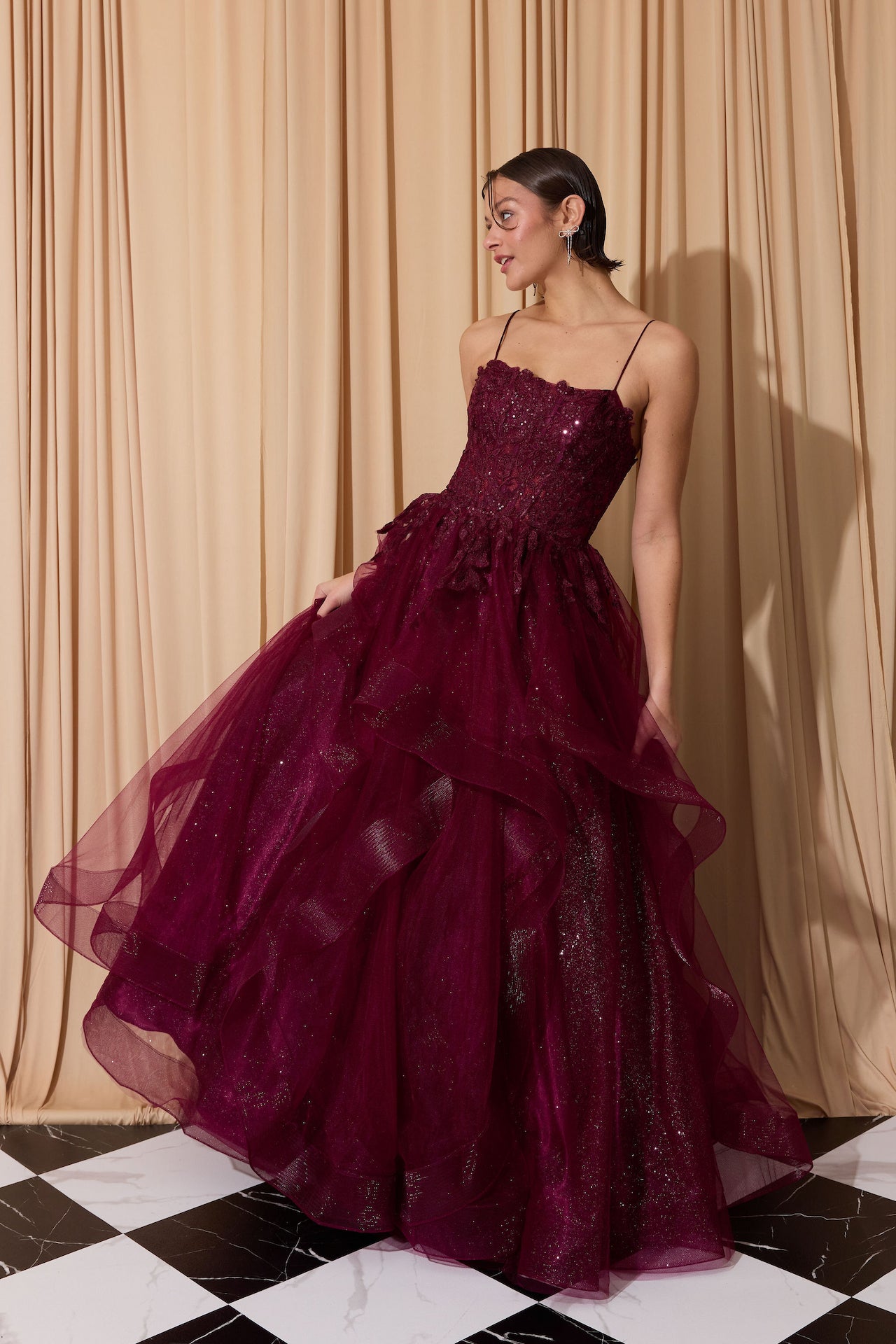 Layered Soft Tulle Ruffle Lace Embroidered Dress