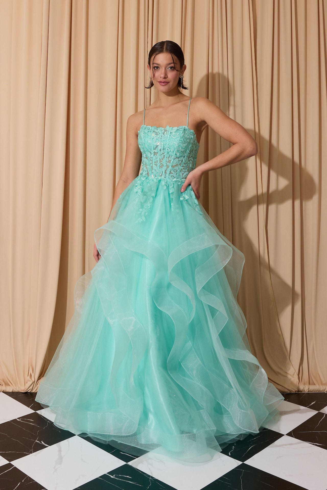 Layered Soft Tulle Ruffle Lace Embroidered Dress