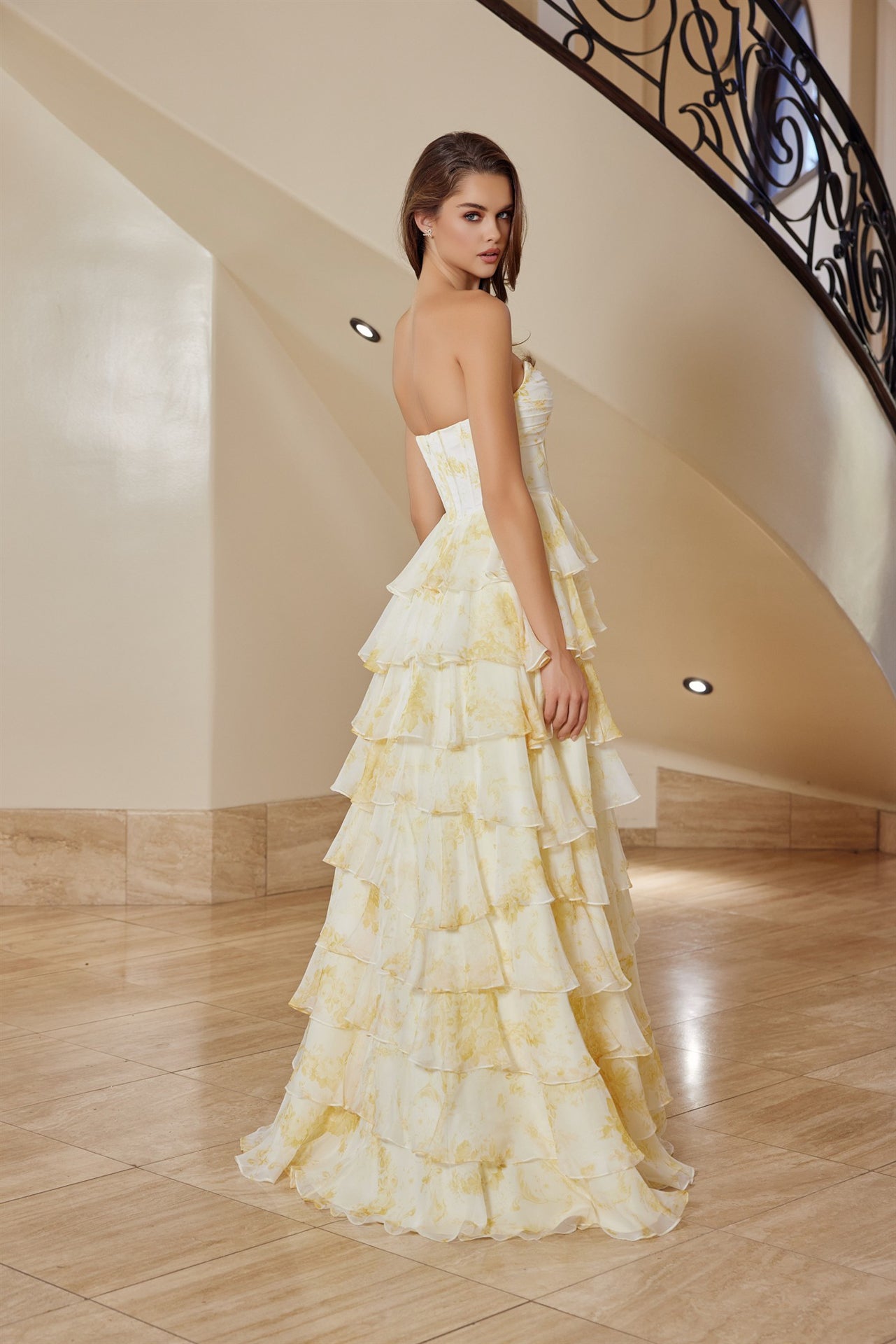 Chiffon Strapless Multilayered Skirt Sweetheart