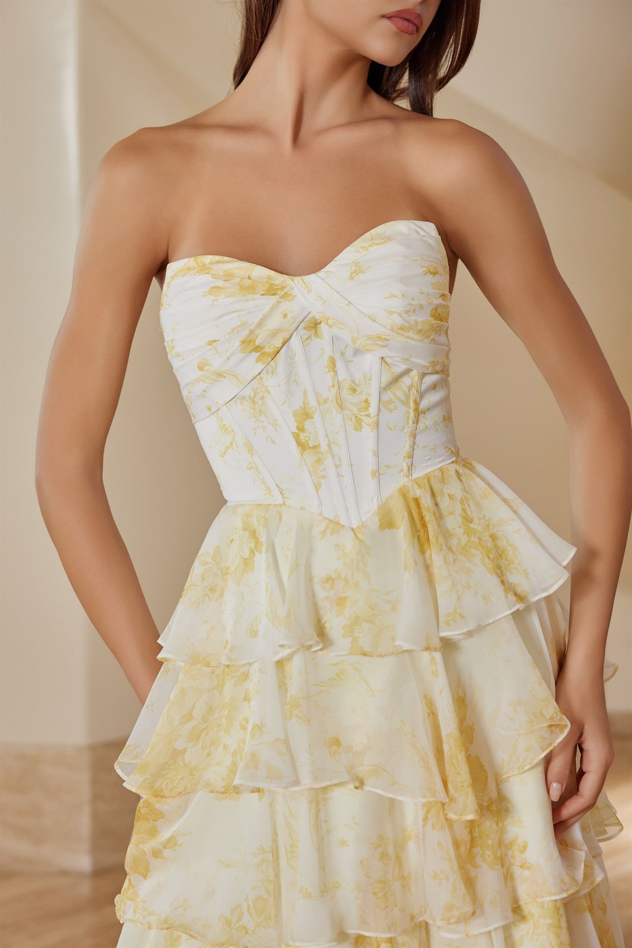Chiffon Strapless Multilayered Skirt Sweetheart