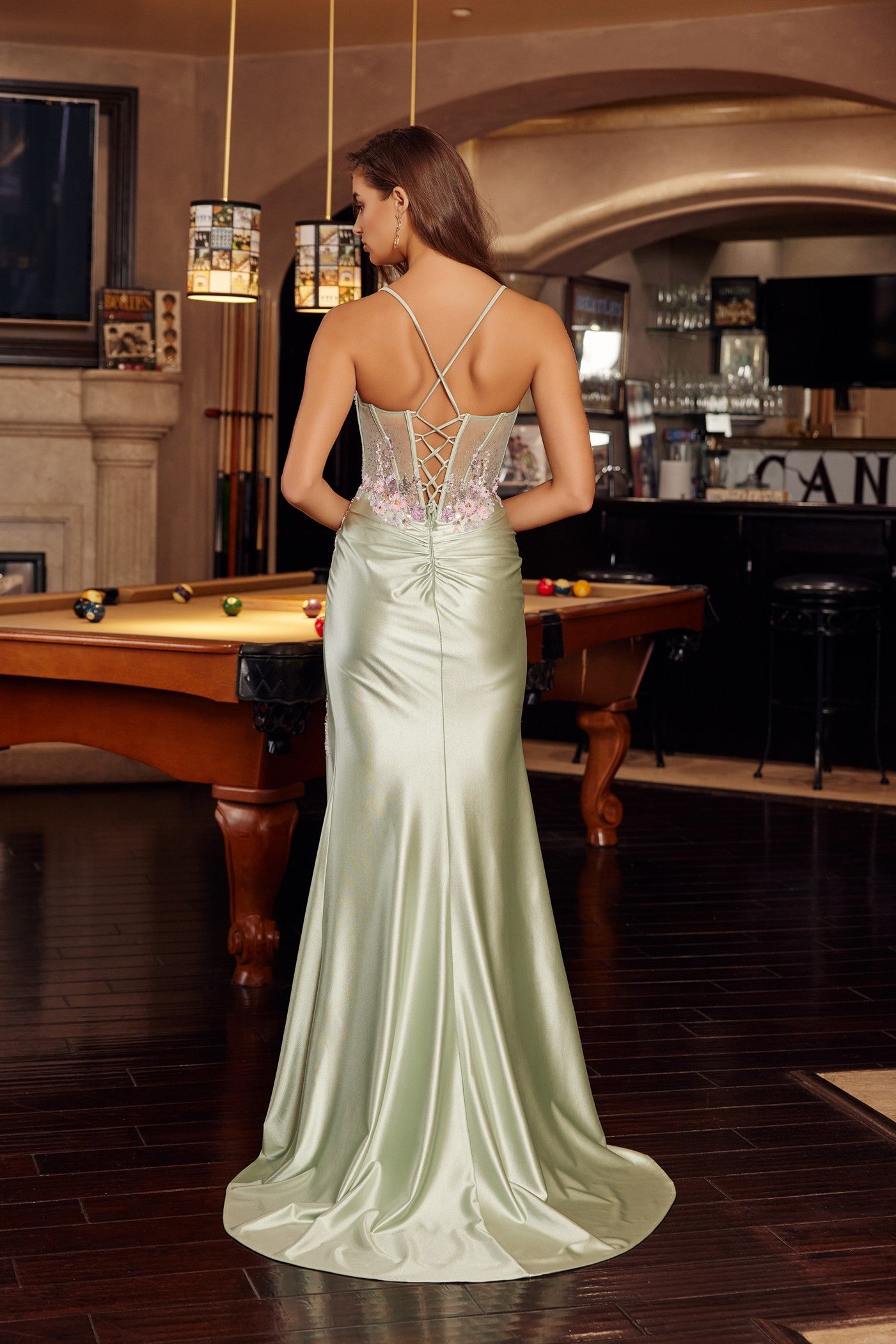 NEW! Sweetheart Bust Line Sheer Boned Embroidered Bodice