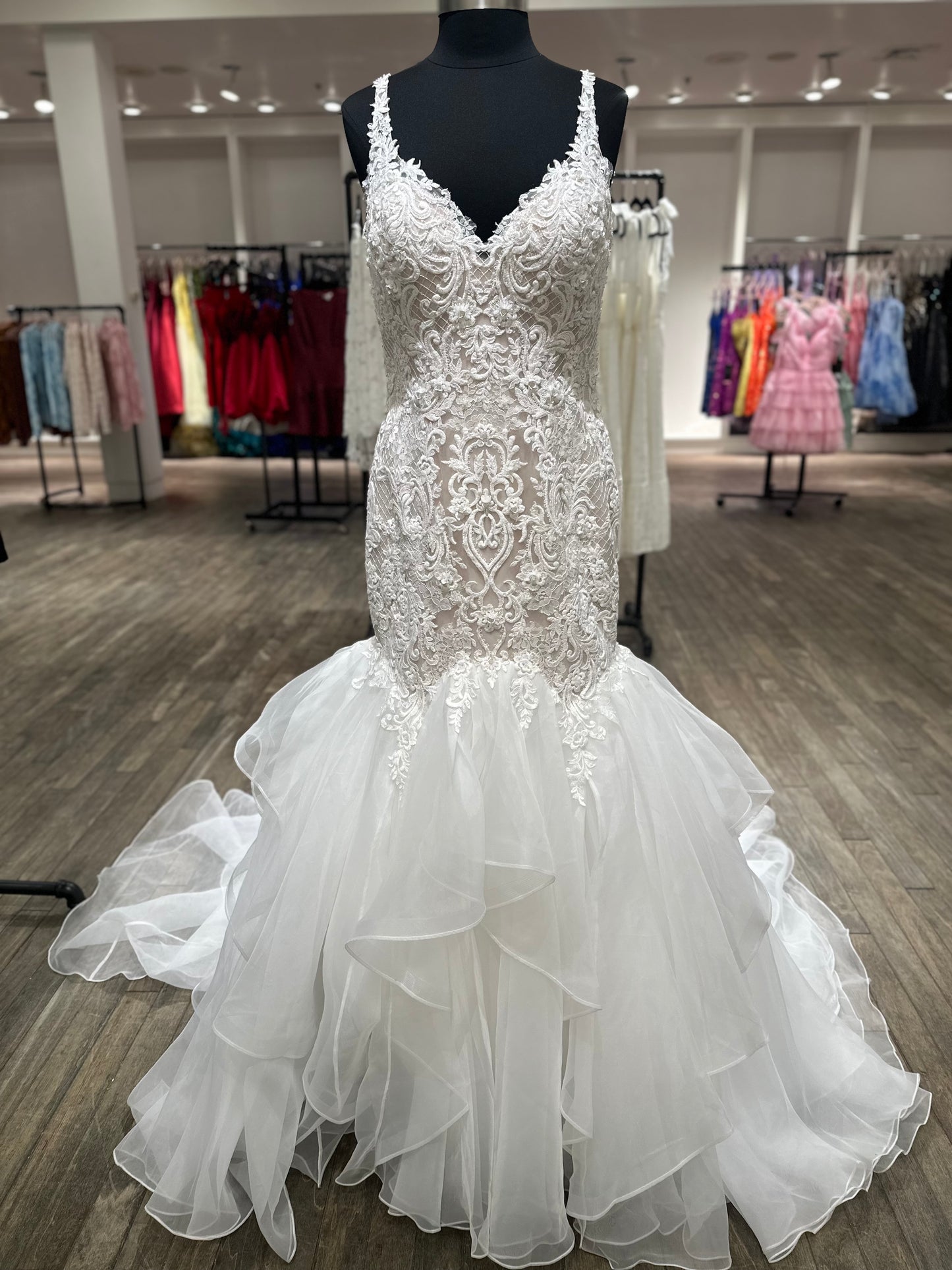 "Lunaria" Sleeveless Organza Sparkle Lace Wedding Dress by Maggie Sottero