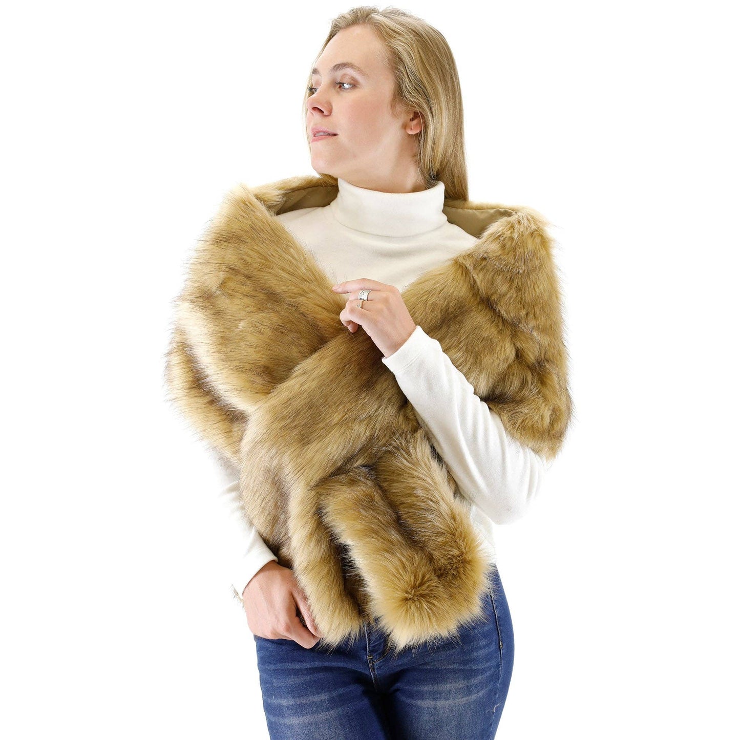 Faux Fur Shawl Wide