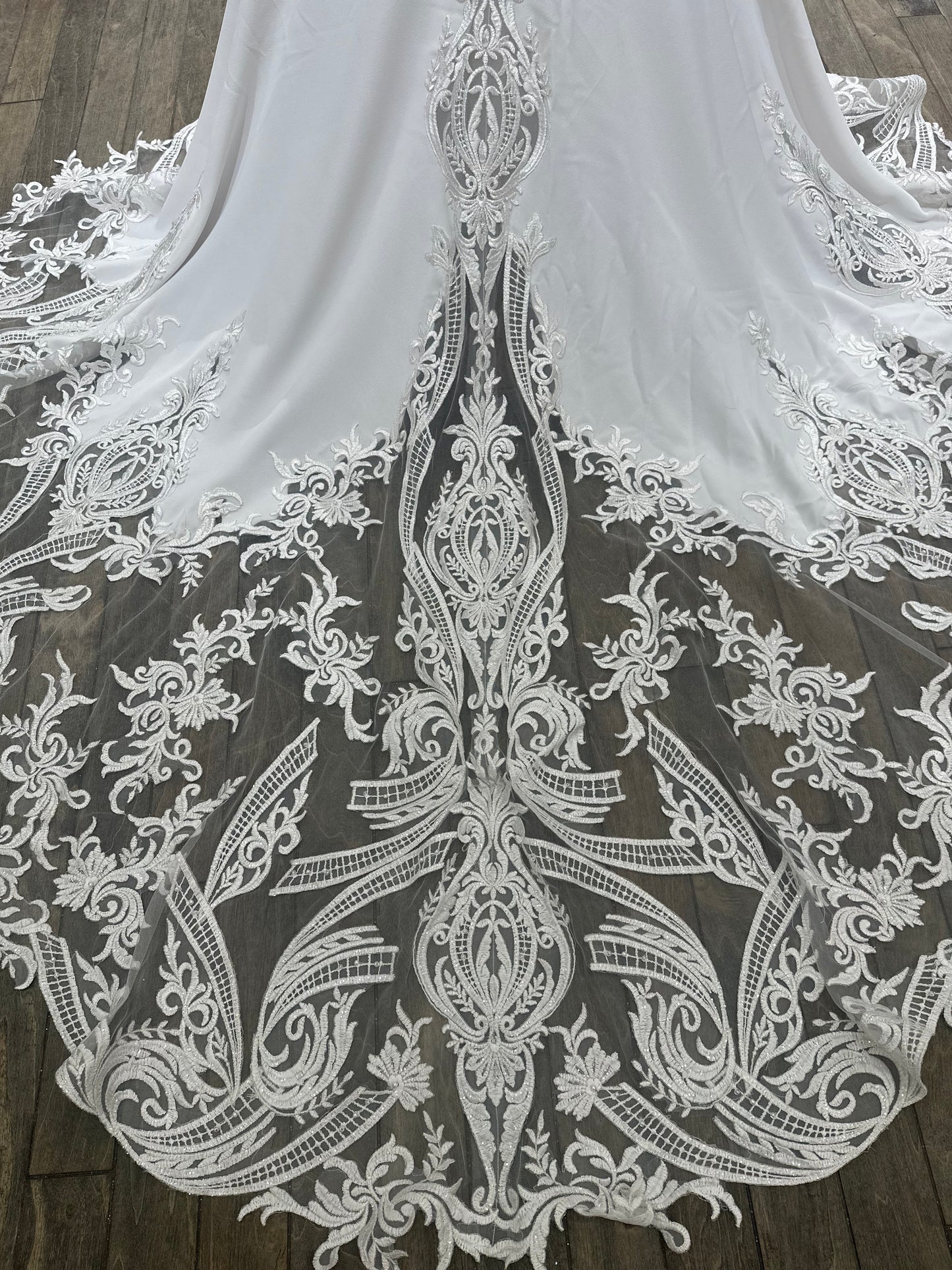 31153 Adrianna Papell Fit and Flare Crepe Wedding Dress