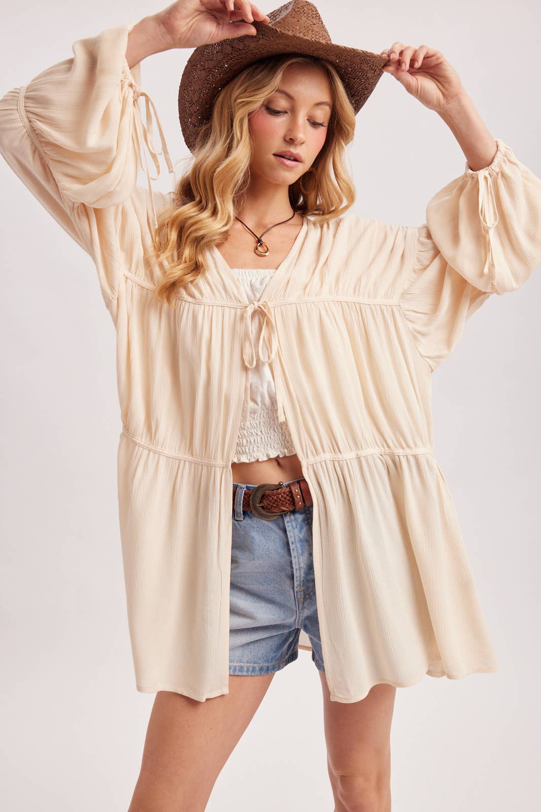 LIGHTWEIGHT BOHO OVERSIZED BALLOON SLEEVE KIMONO