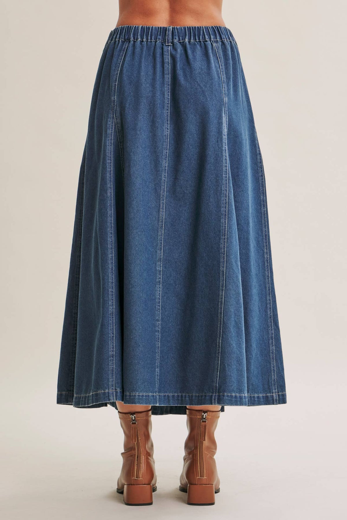 Vintage Wash Button Down Denim Skirt