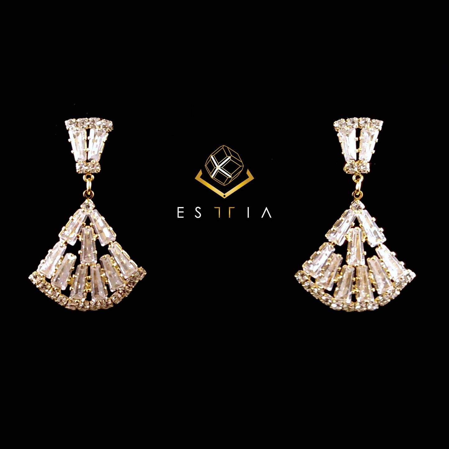 Chaé Fan cubic drop chandelier earring