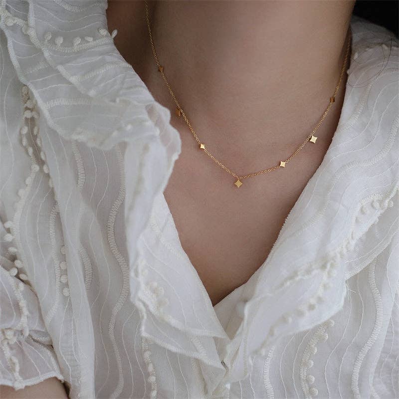Dainty Star Layering Station Necklace in Stainless Steel