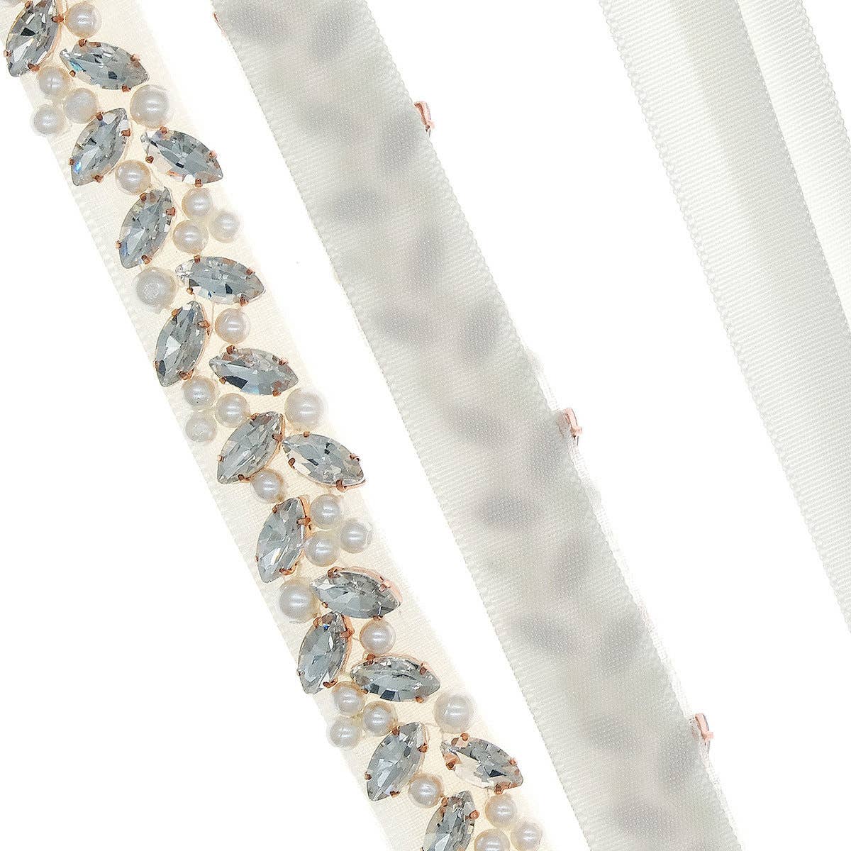 Simplistic Pearl Rhinestone Waist Belt for Bridal Dresses