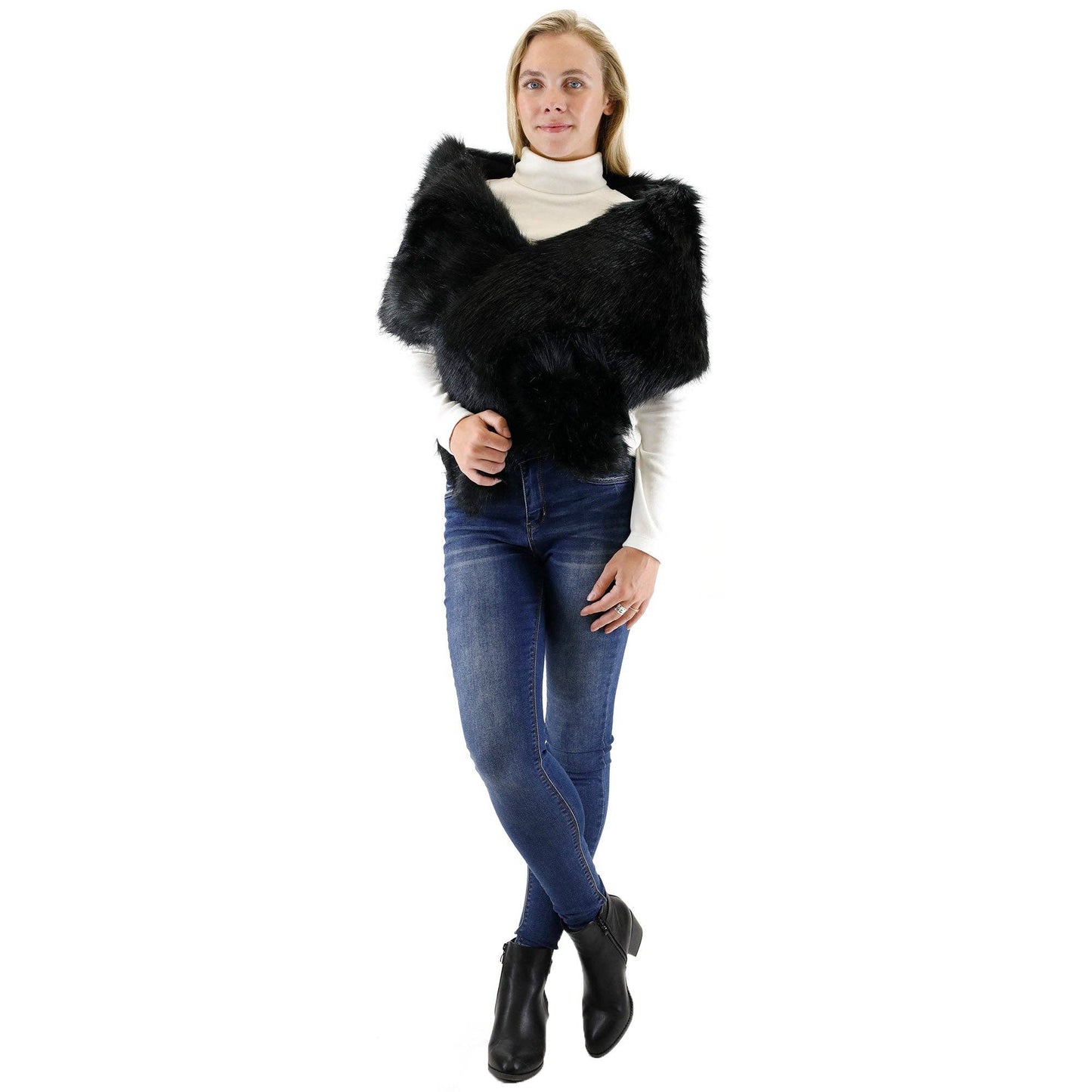 Faux Fur Shawl Wide
