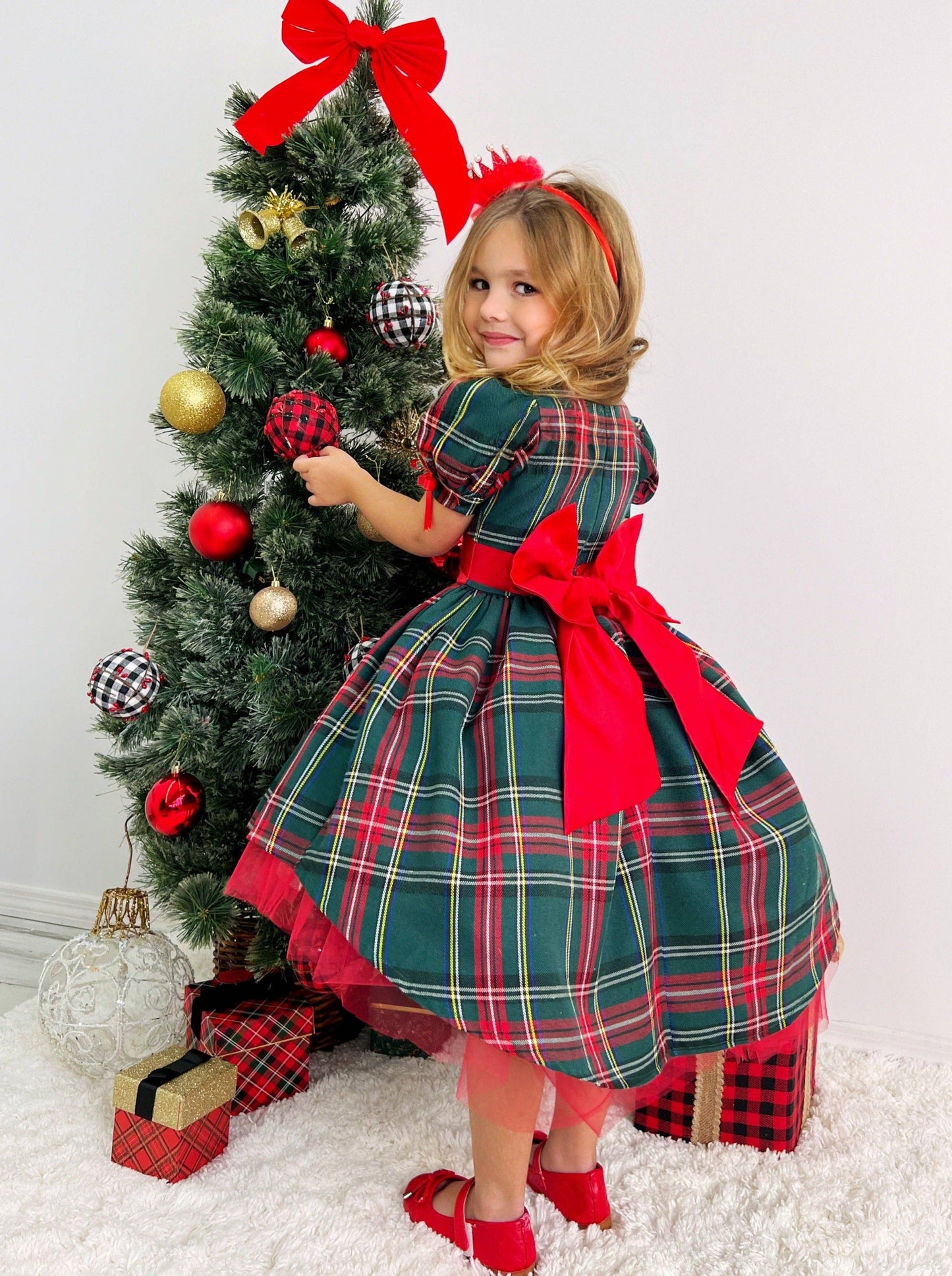 Holly Jolly Hi-Lo Plaid Holiday Dress