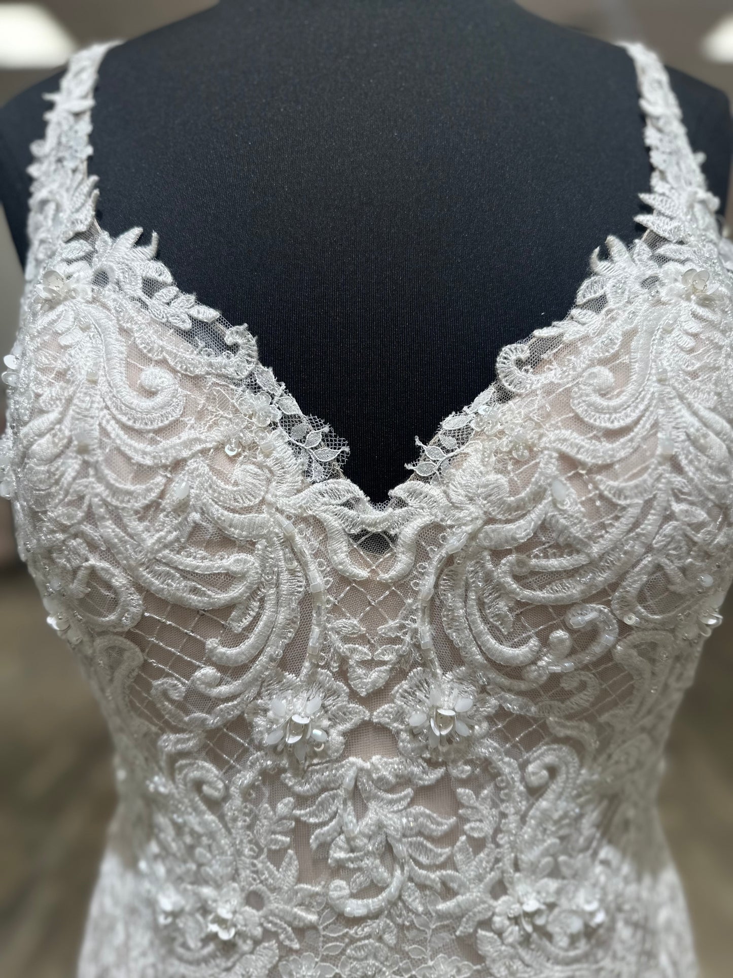 "Lunaria" Sleeveless Organza Sparkle Lace Wedding Dress by Maggie Sottero