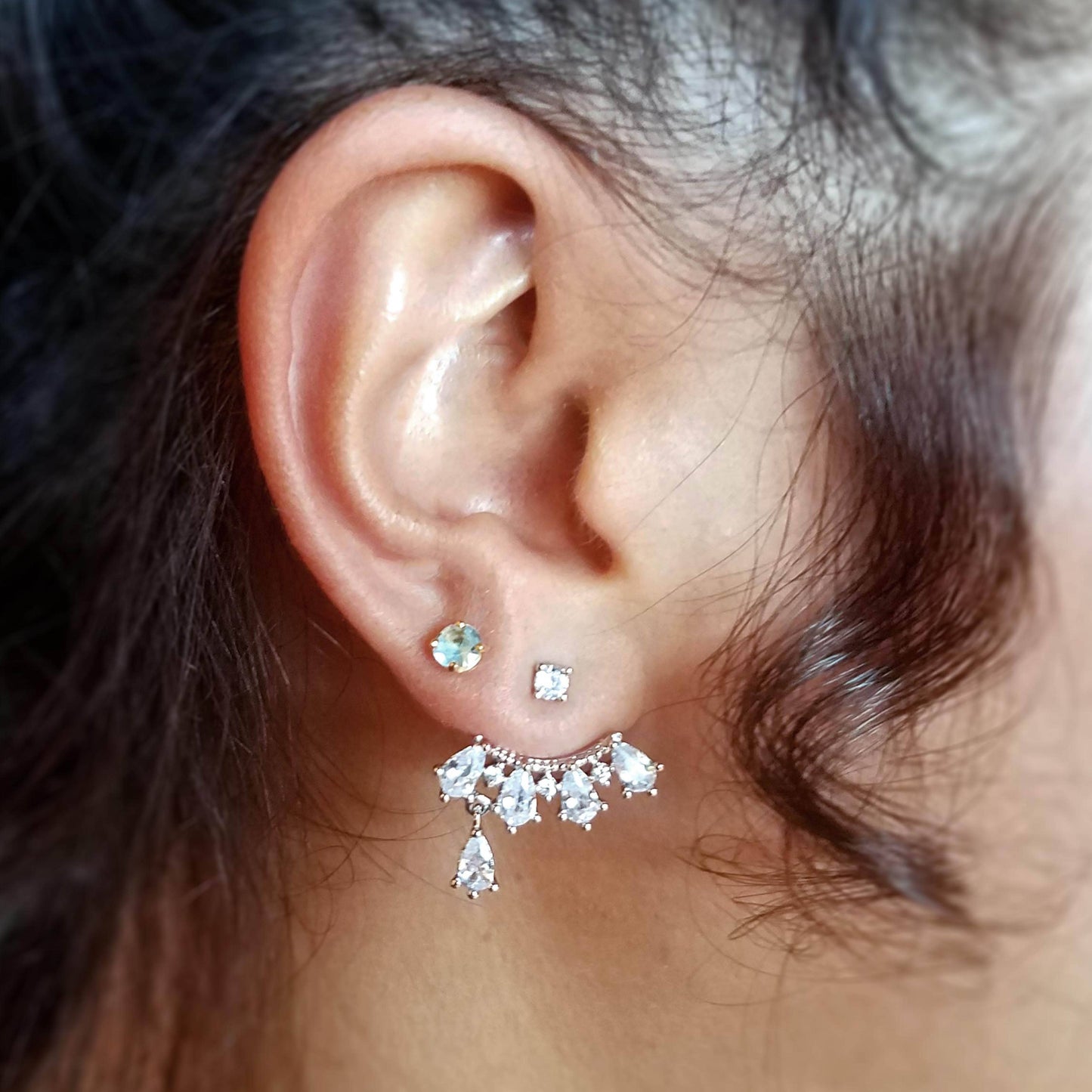 Elsa Petite Cubic stud dangle earrings