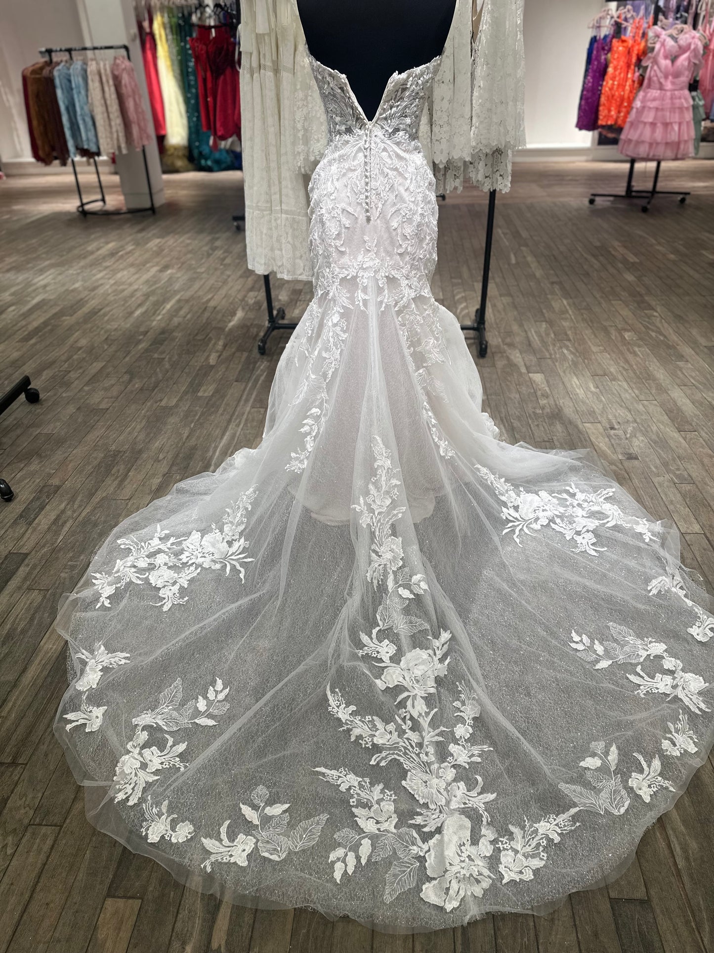 "Michaela" Y22176 Lace Sparkle Fit and Flare by Sophia Tolli