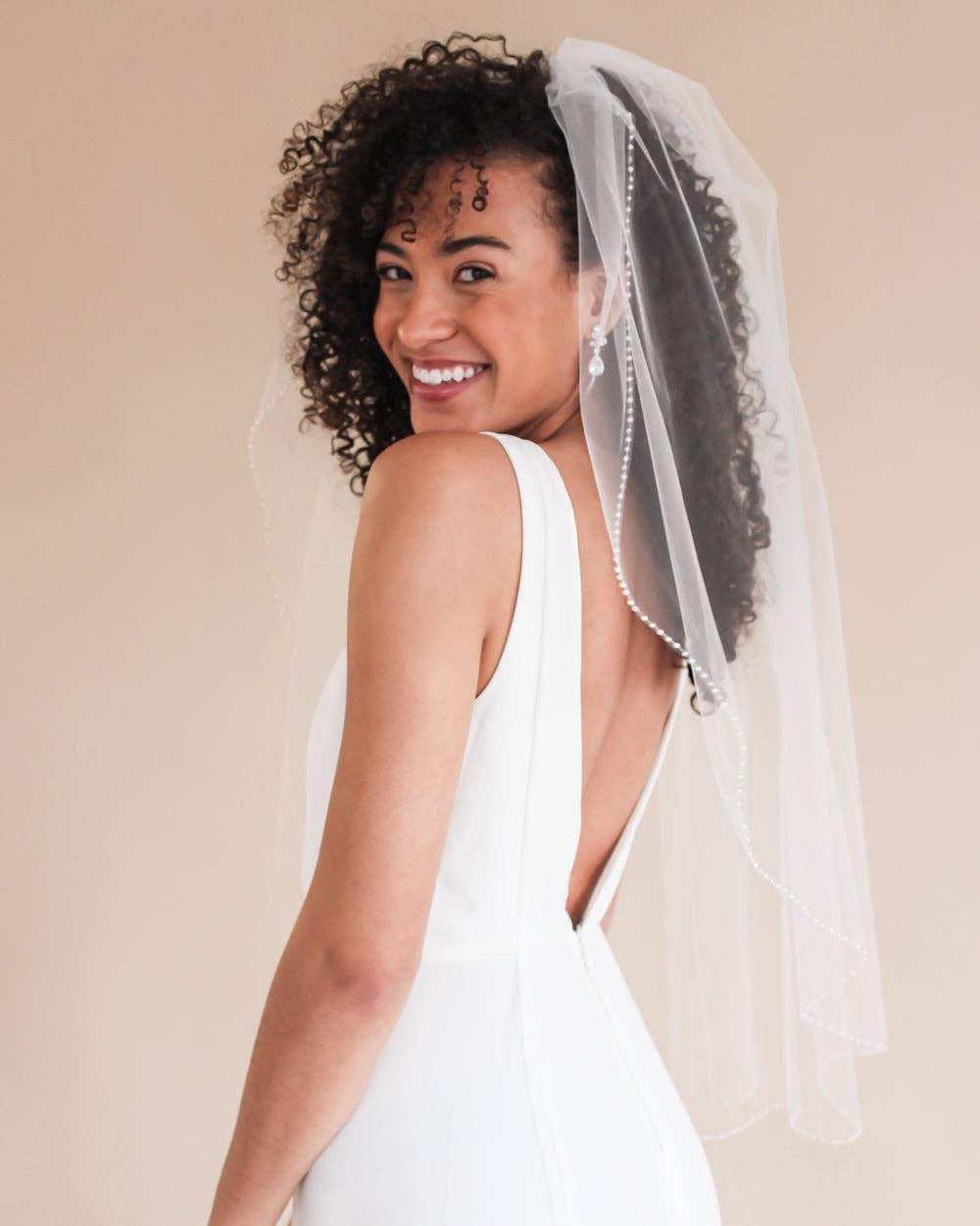 Simple Pearl Edge Wedding Veil