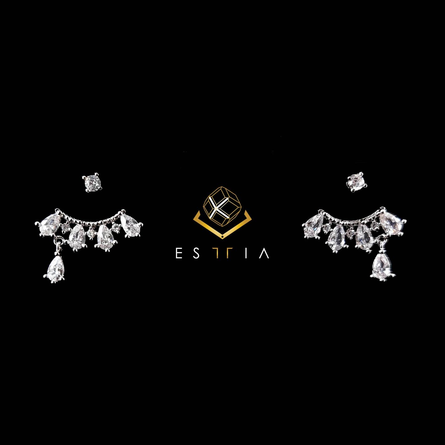 Elsa Petite Cubic stud dangle earrings