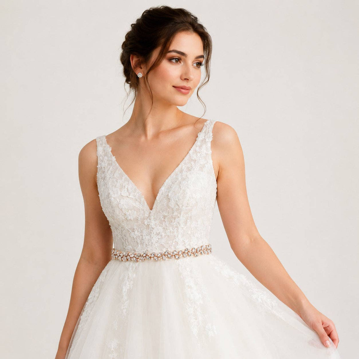 Simplistic Pearl Rhinestone Waist Belt for Bridal Dresses