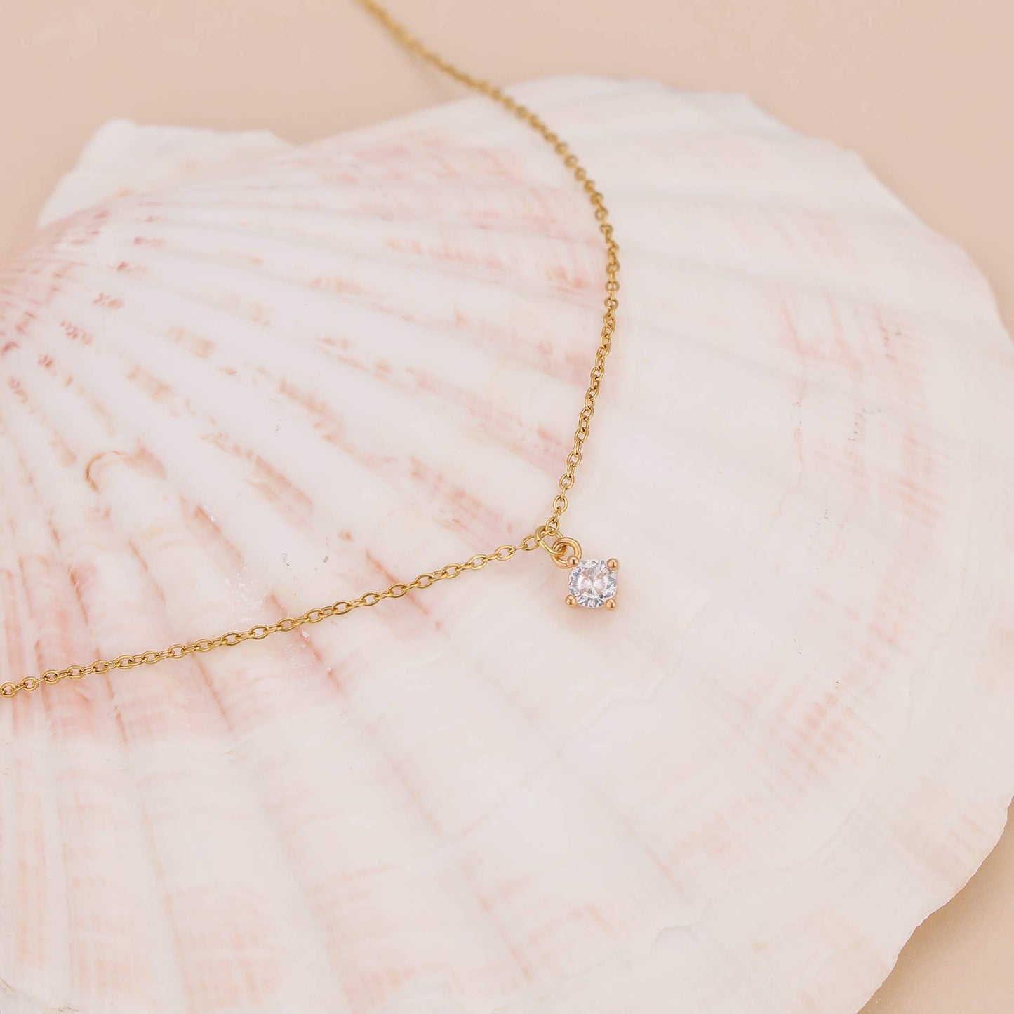 Solitaire CZ Diamond Pendant Necklace