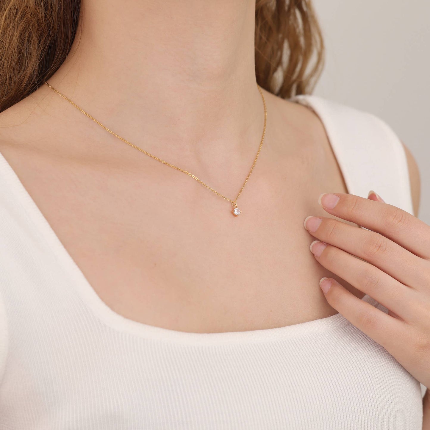 Solitaire CZ Diamond Pendant Necklace