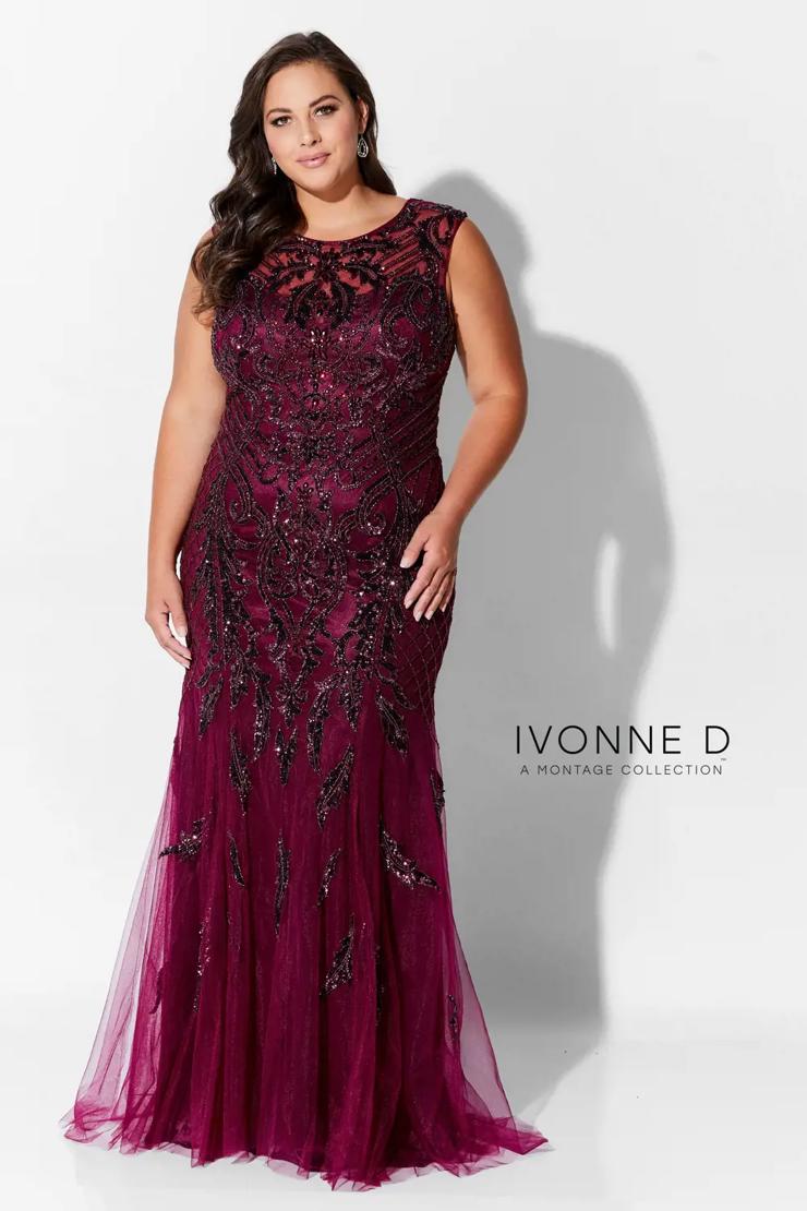 116D31 Fit and Flare Mother's Dress Merlot by Ivonne D